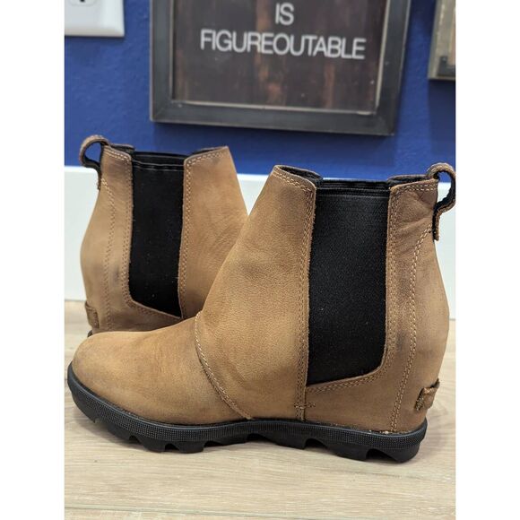 Sorel Joan of Arctic Wedge II Chelsea Boots Elk Nubuck Leather Women’s 7 - Picture 11 of 14
